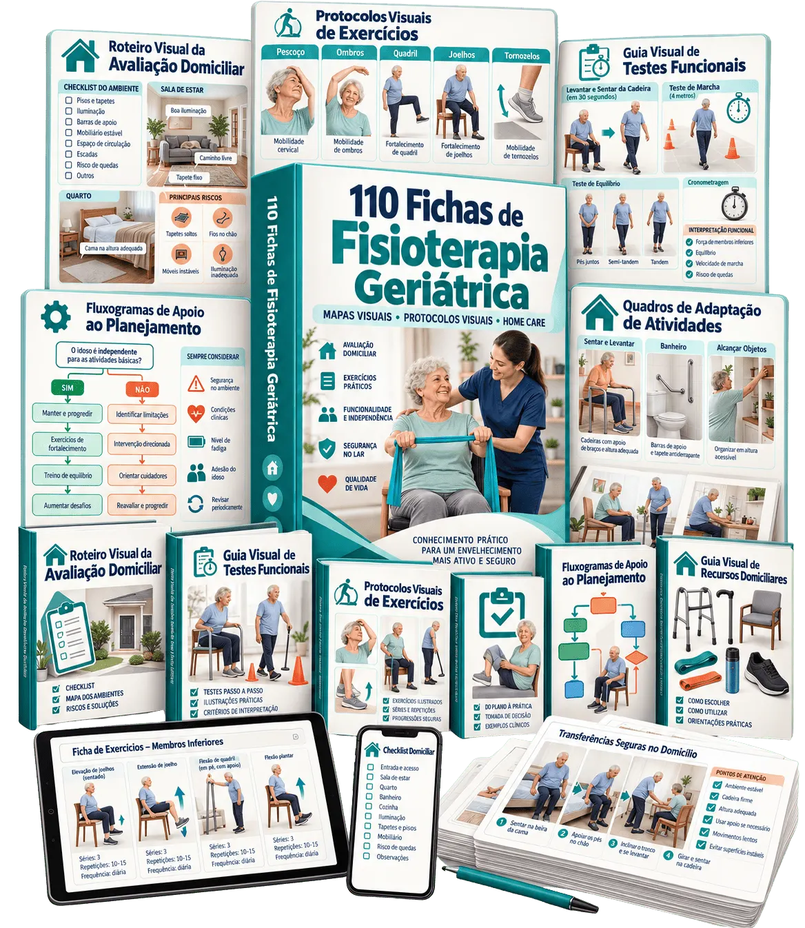 110 Fichas e Mapas Visuais de Fisioterapia Geriátrica Domiciliar — MENT Fisioterapia